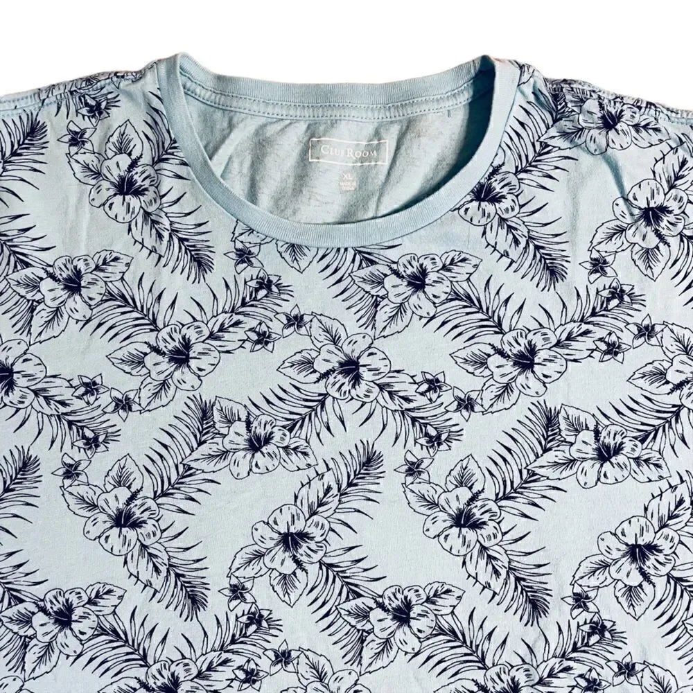 Pale blue tropical pattern T-shirt -Club Room